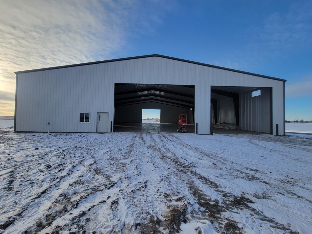 steel building with washbay