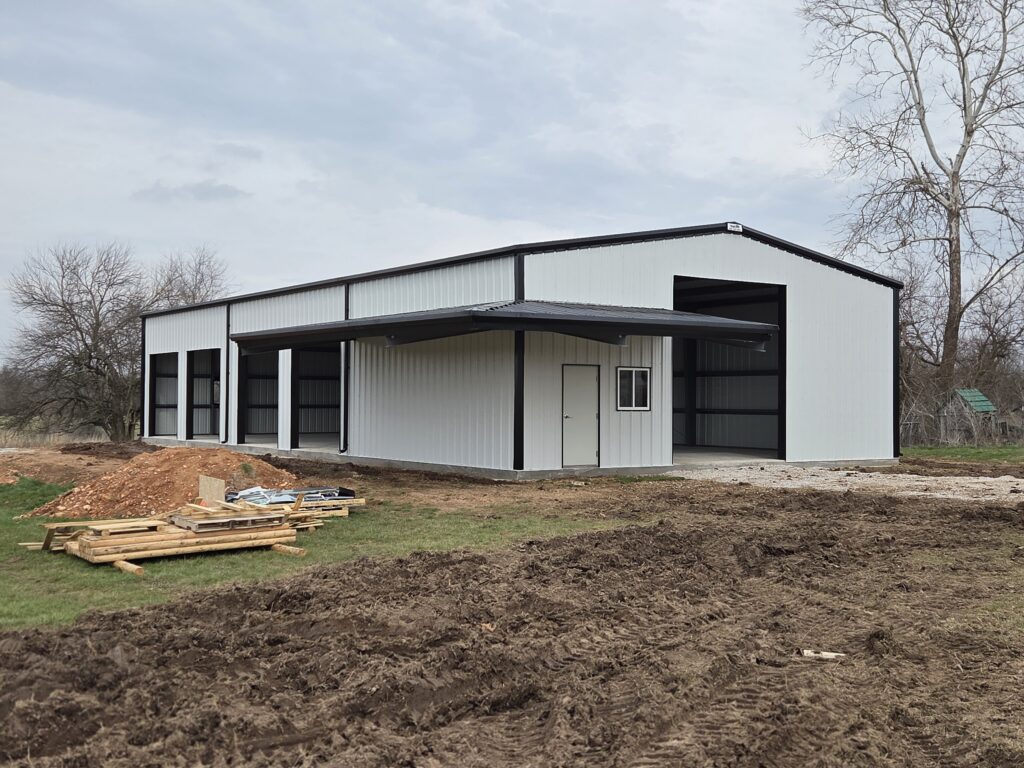 40'x80' metal building with porch